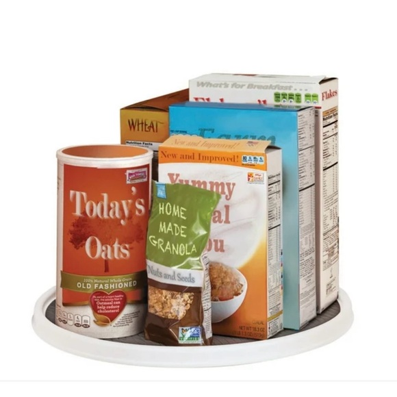 COPCO Non-Skid Pantry Cabinet Lazy Susan Turntable 18-Inch White/Gray #1108246B - Picture 3 of 9